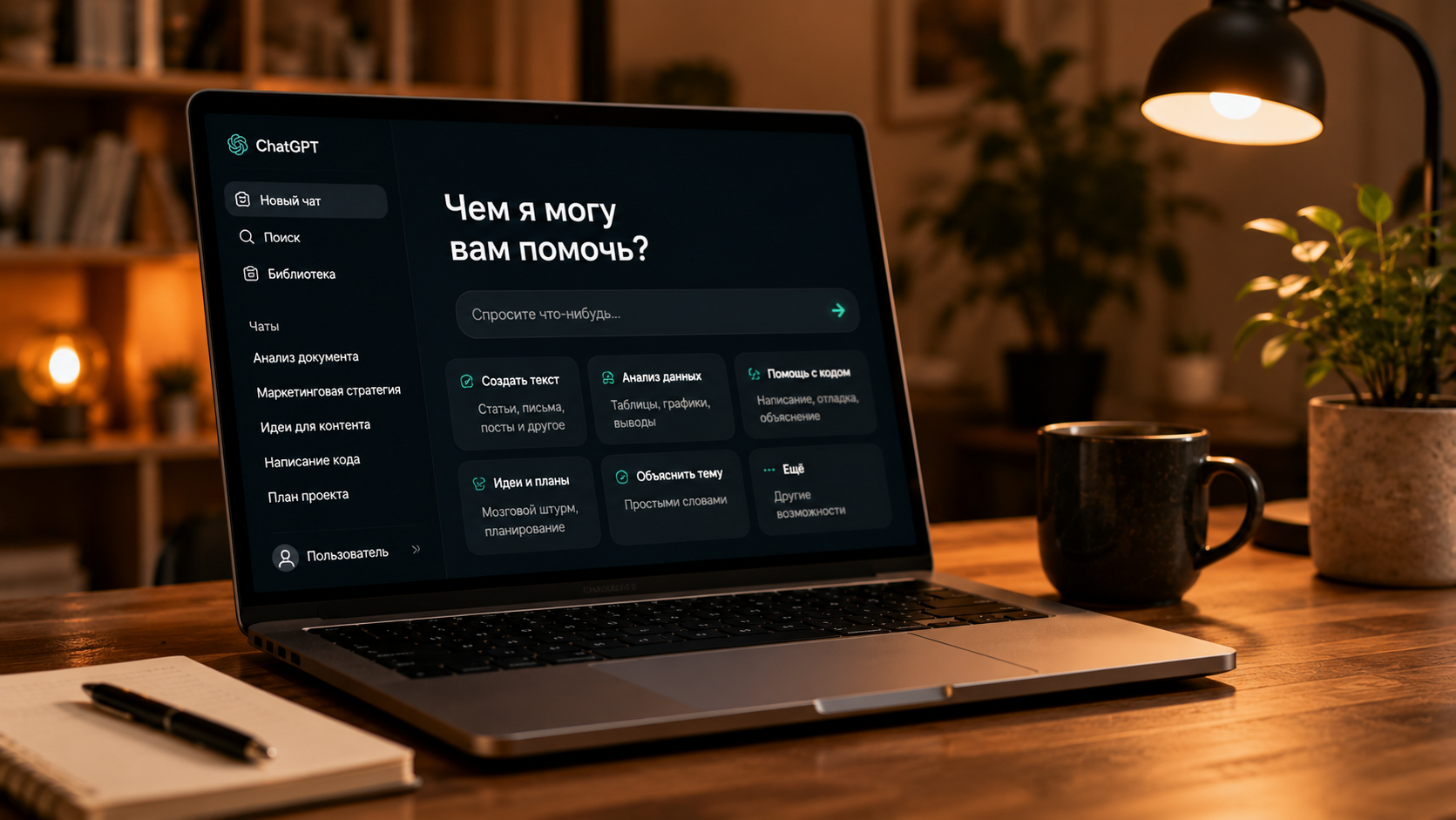 Интерфейс ChatGPT — возможности нейросети